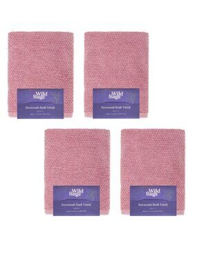 4 new MAUVE PINK Wild Sage Savannah Quick Dry 90% Cotton 30"x54" BATH To…
